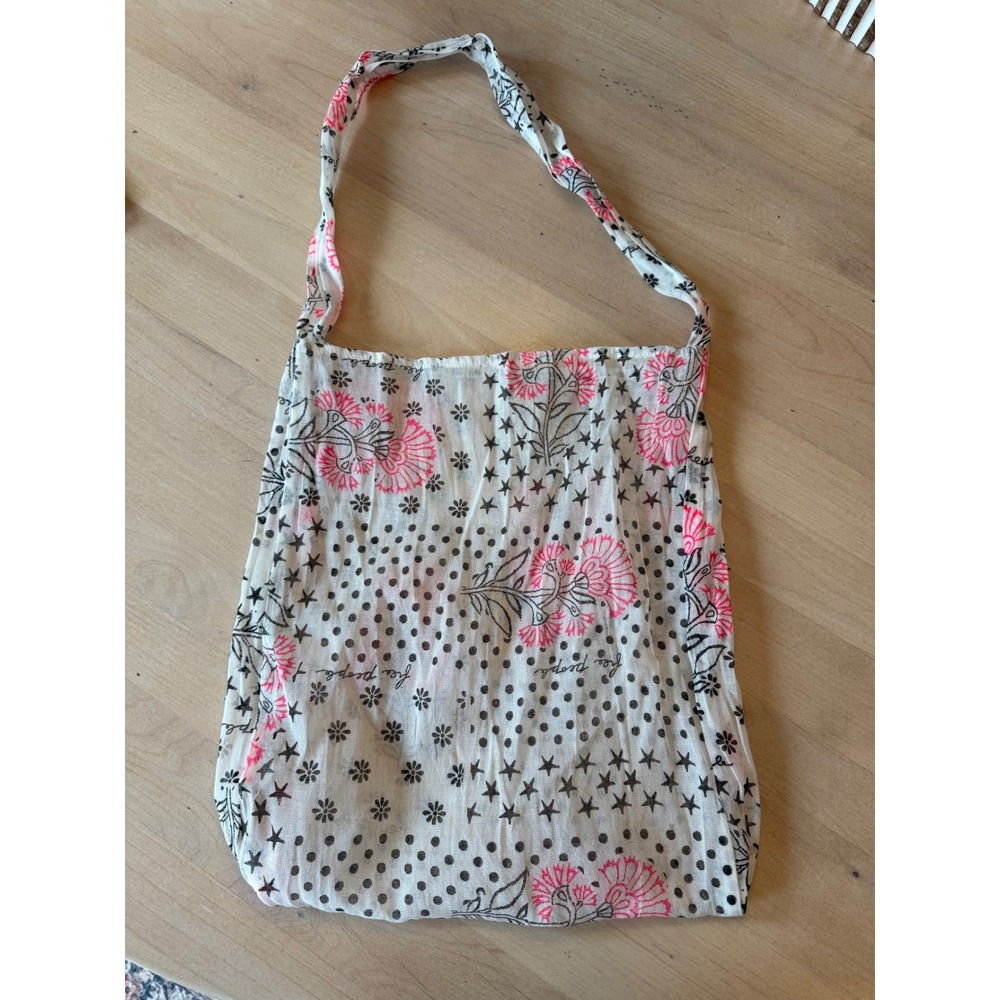 Free People Boho Floral Stars‎ Dots Print Lightweight Shoulder Bag Tote